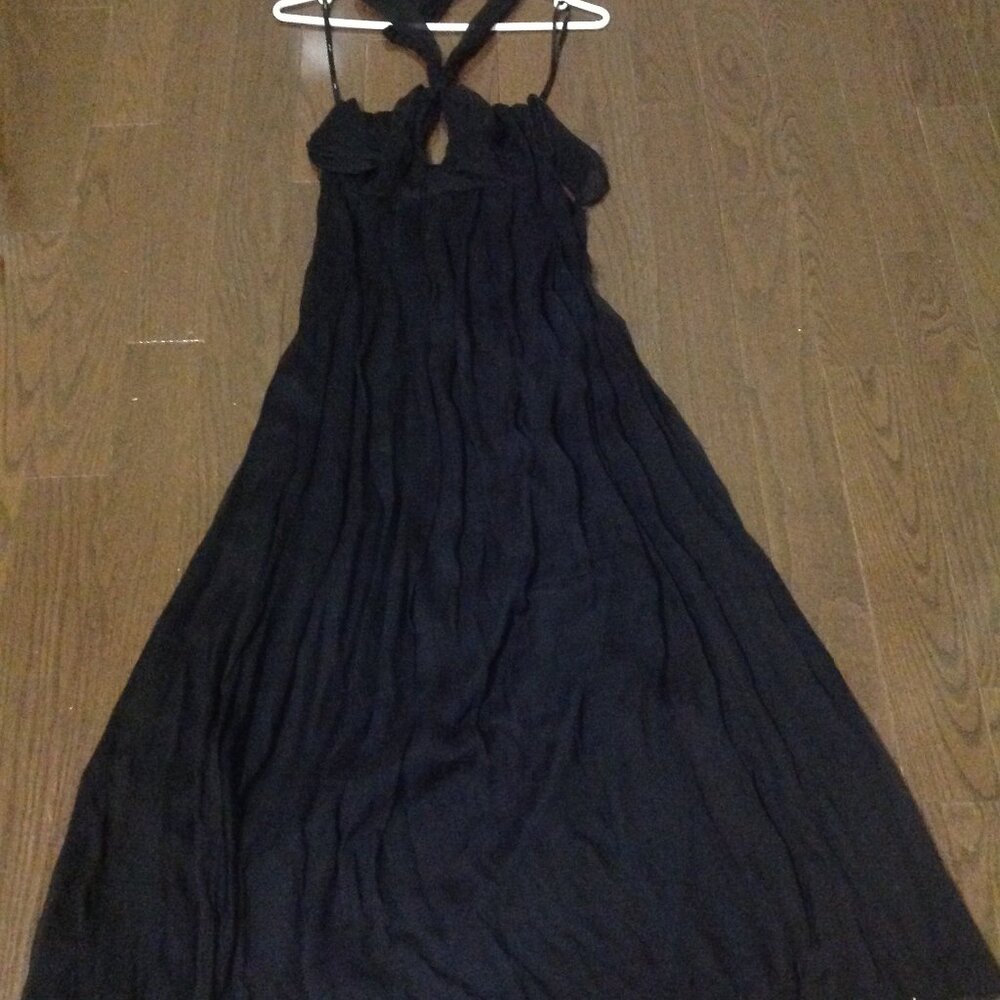 Peekaboo Halter Black Maxi Dress